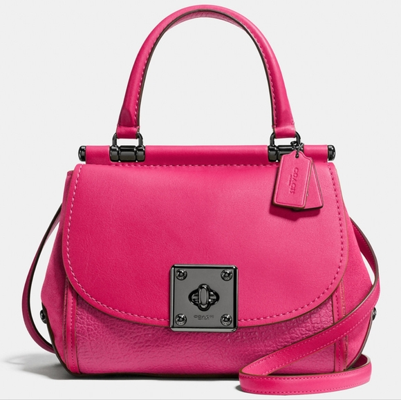 Coach Handbags - COACH Drifter Pink Cerise Suede Leather Top Handle Monotone Carryall Satchel Bag